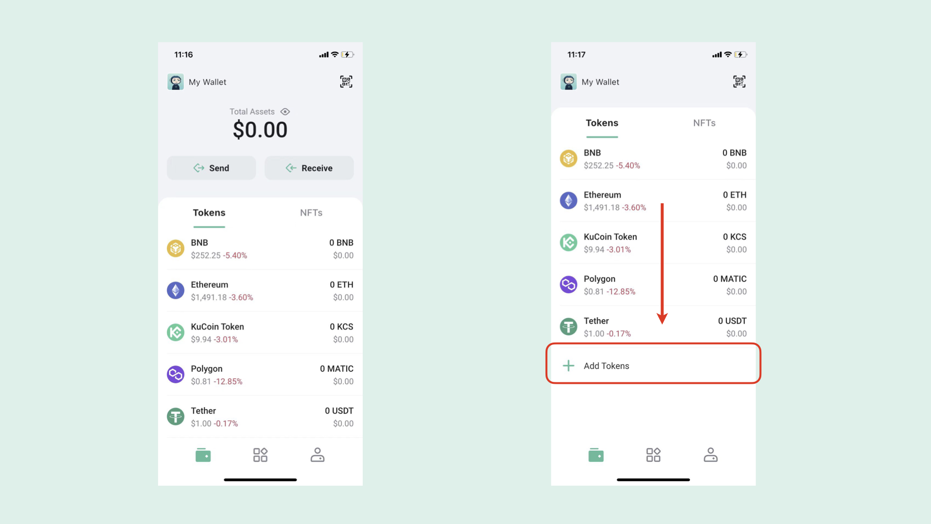 transferring tokens to kucoin